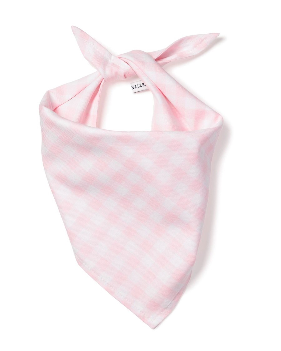 Maison Petite Plume | Bandana En Serge Pour Chien En Vichy Rose