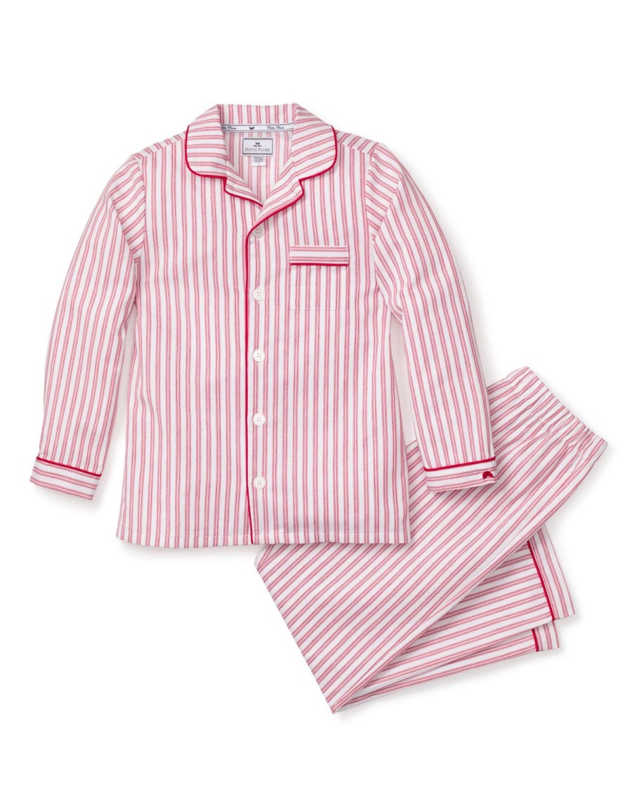 Enfants Petite Plume Pyjamas | Ensemble De Pyjama En Serge Pour Enfant En Coutil Rouge Antique