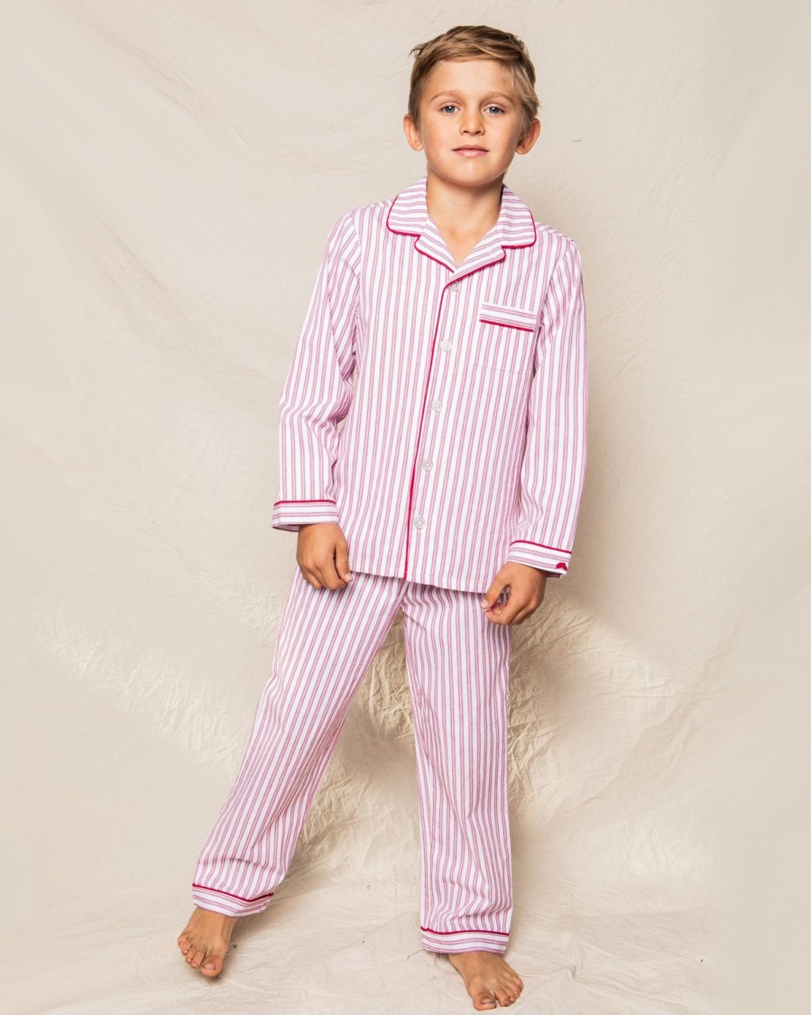 Enfants Petite Plume Pyjamas | Ensemble De Pyjama En Serge Pour Enfant En Coutil Rouge Antique