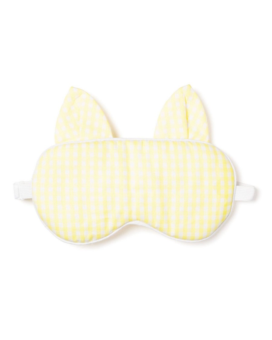 Femmes Petite Plume | Masque De Sommeil En Serge Kitty Pour Adultes En Vichy Jaune