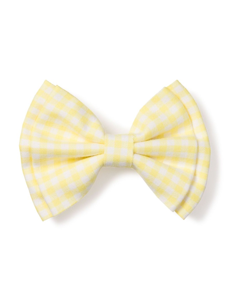 Enfants Petite Plume Accessoires | Noeuds Pour Cheveux En Serge Pour Fille En Vichy Jaune