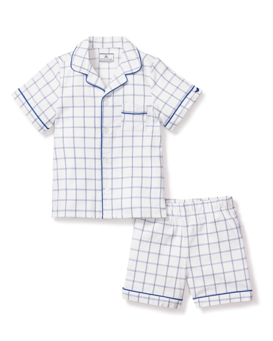 Enfants Petite Plume Pyjamas | Ensemble Pyjama Court En Serge Pour Enfants A Nantucket Tattersall