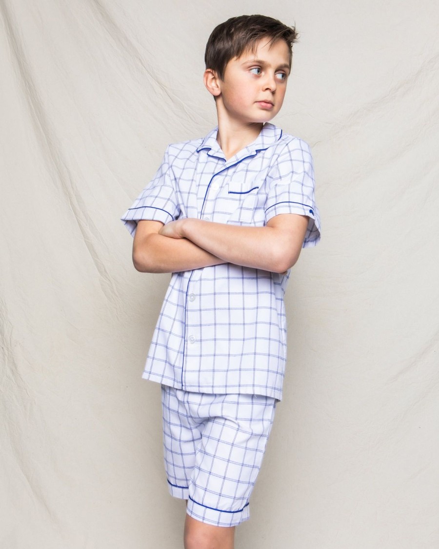 Enfants Petite Plume Pyjamas | Ensemble Pyjama Court En Serge Pour Enfants A Nantucket Tattersall