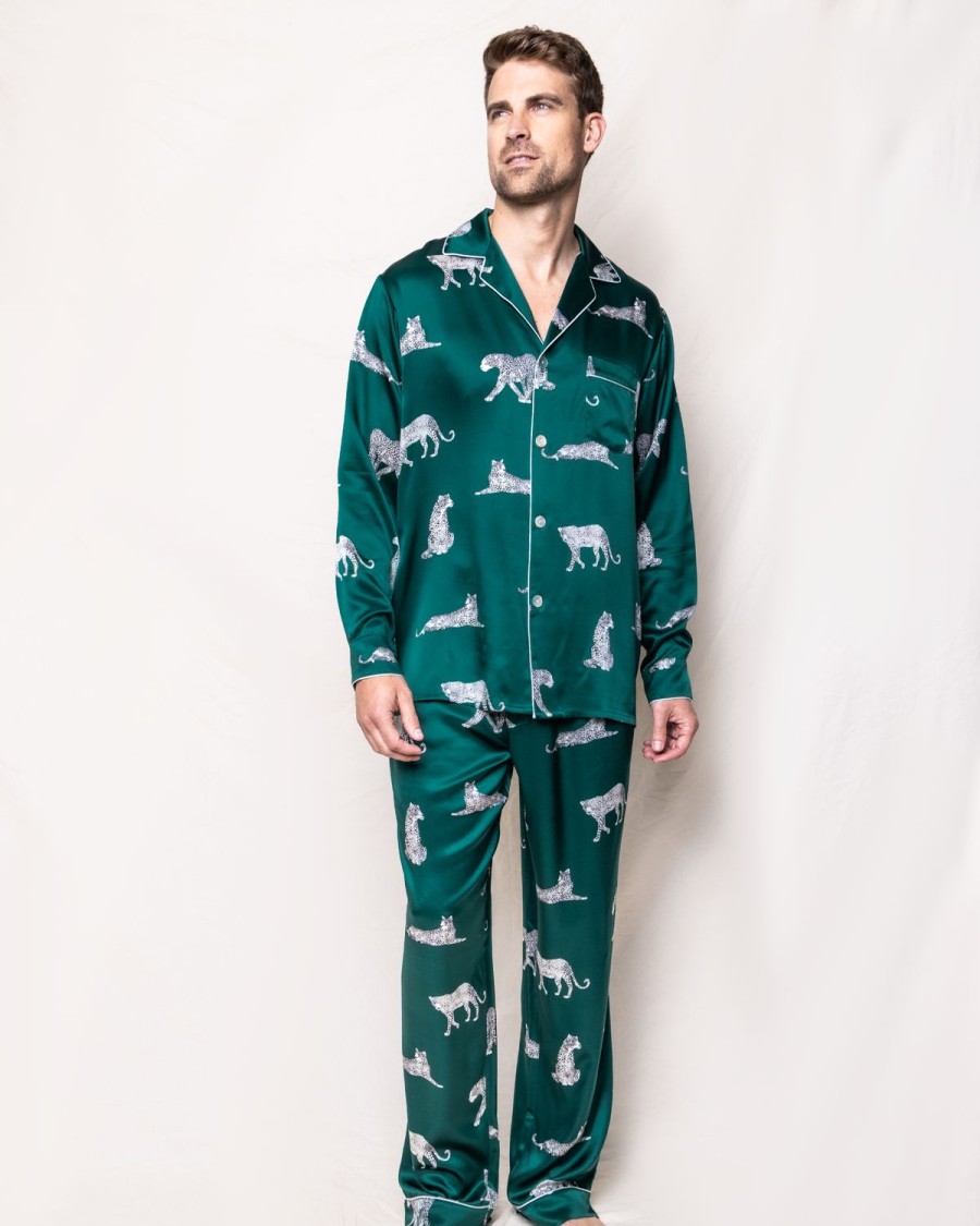 Hommes Petite Plume | Ensemble Pyjama En Soie Pour Homme En Panthere De Luxe