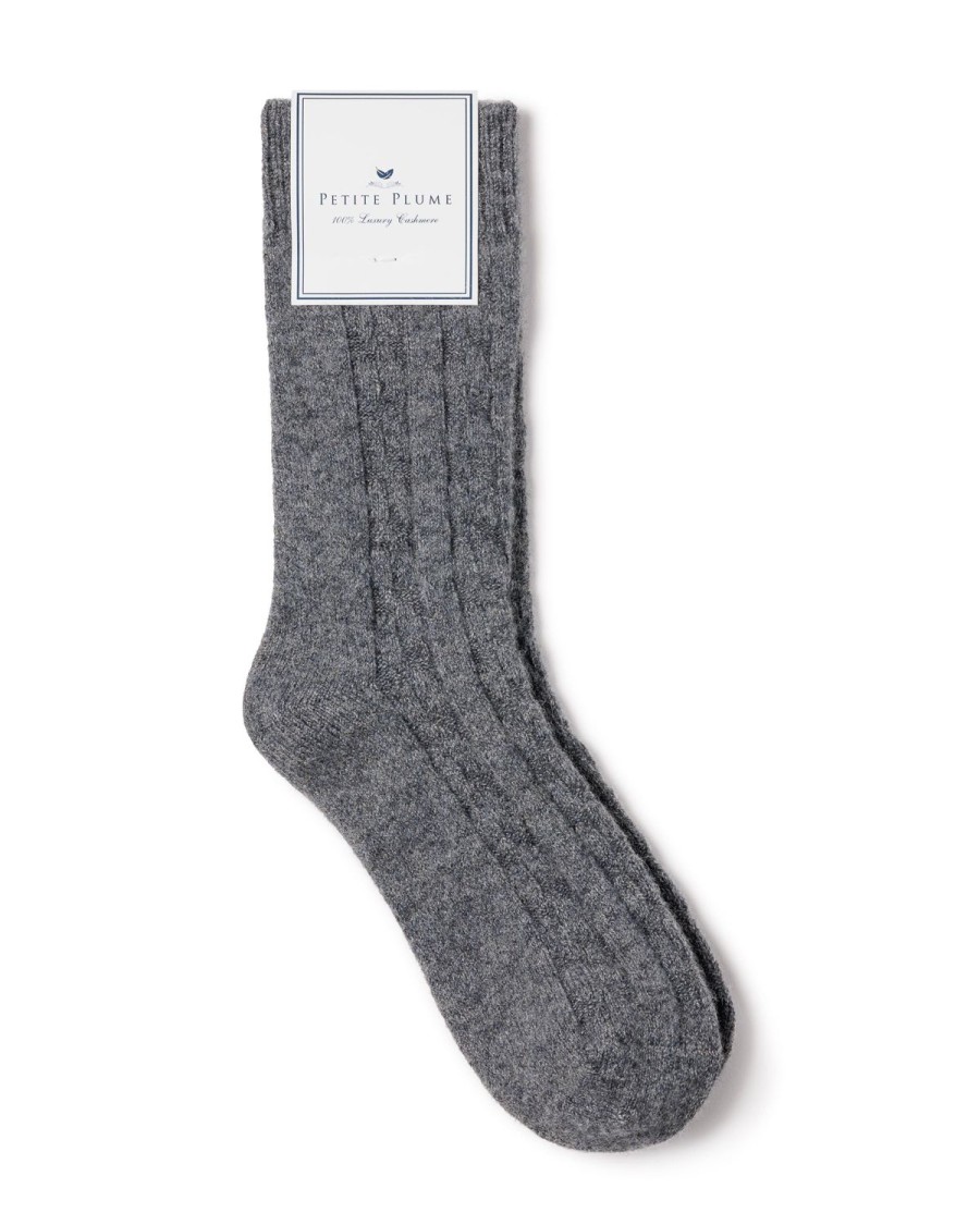 Femmes Petite Plume | Chaussettes En Cachemire Pour Femmes En Gris Fonce