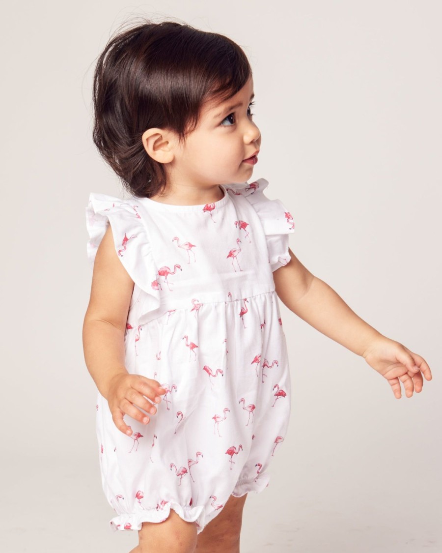 Enfants Petite Plume Barboteuse | Barboteuse A Volants En Serge Pour Bebe En Flamants Roses