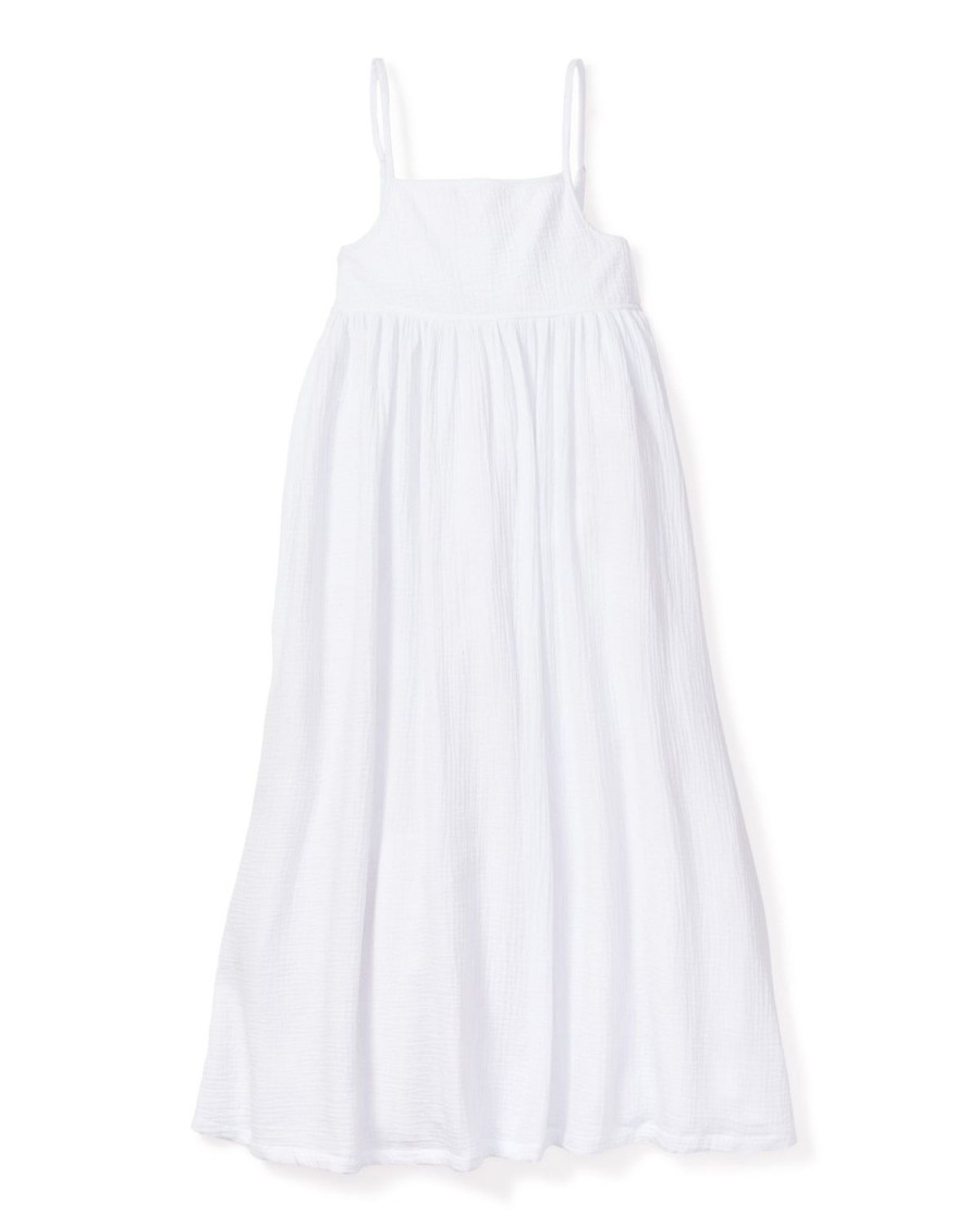 Femmes Petite Plume | Robe D'Ete Sereine En Gaze Pour Femmes En Blanc