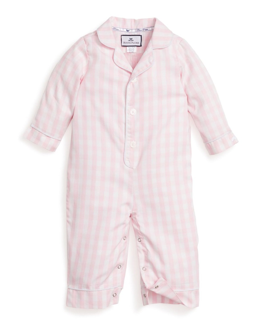 Enfants Petite Plume Barboteuse | Barboteuse En Serge Pour Bebe En Vichy Rose