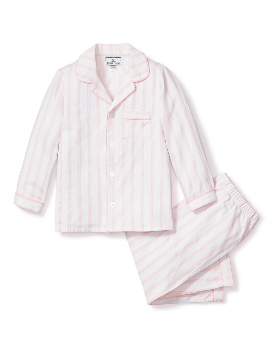 Enfants Petite Plume Pyjamas | Ensemble Pyjama En Serge Pour Enfant A Rayures Roses Et Blanches