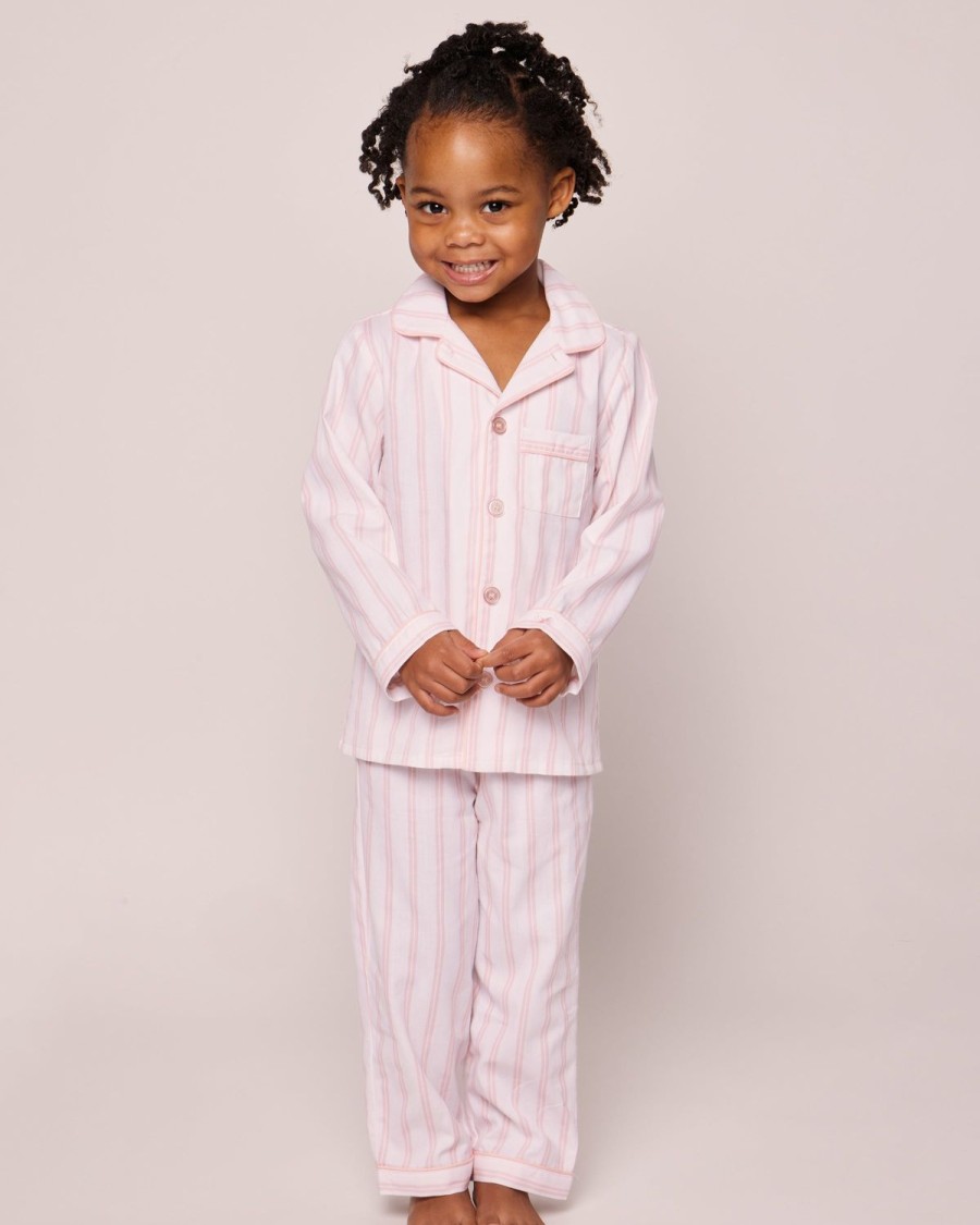 Enfants Petite Plume Pyjamas | Ensemble Pyjama En Serge Pour Enfant A Rayures Roses Et Blanches