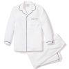 Enfants Petite Plume Pyjamas | Ensemble Pyjama En Serge Pour Enfant En Blanc Avec Passepoil Bleu Marine