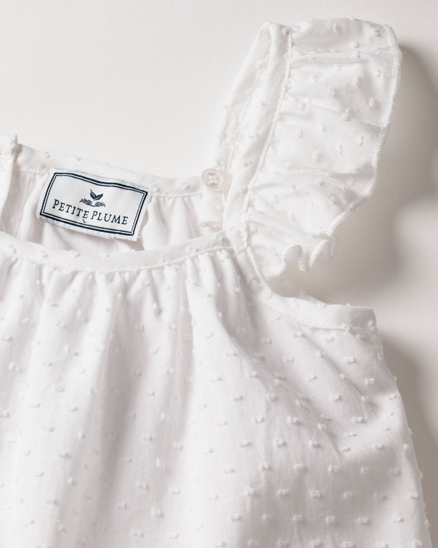 Enfants Petite Plume Vetements De Jour | Ensemble Court A Pois Suisses Pour Fille En Blanc