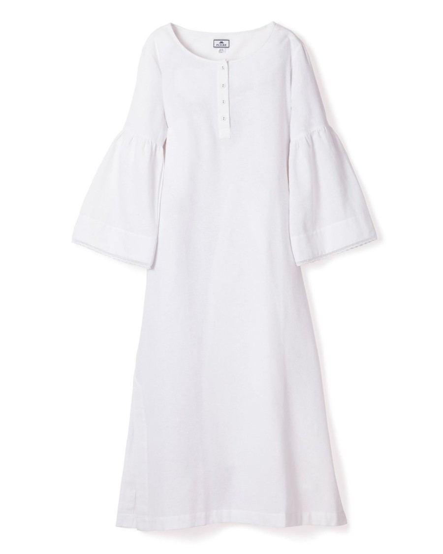 Femmes Petite Plume | Chemise De Nuit Seraphine En Flanelle Pour Femme En Blanc