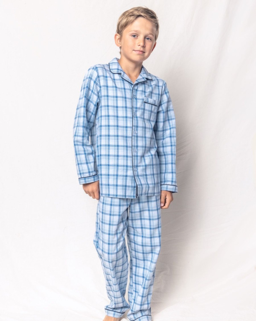 Enfants Petite Plume Pyjamas | Ensemble Pyjama En Serge Pour Enfant En Tartan Marin