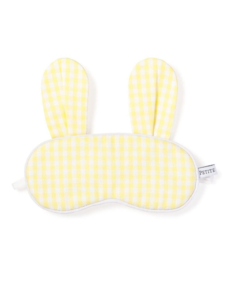 Enfants Petite Plume Pantoufles Et Accessoires | Masque De Sommeil En Serge De Lapin Pour Enfants En Vichy Jaune