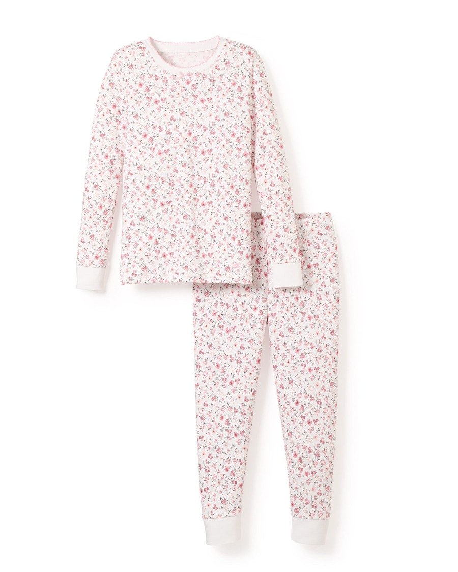 Enfants Petite Plume Pyjamas | Ensemble De Pyjama Ajuste Pima Pour Enfants A Fleurs Du Dorset