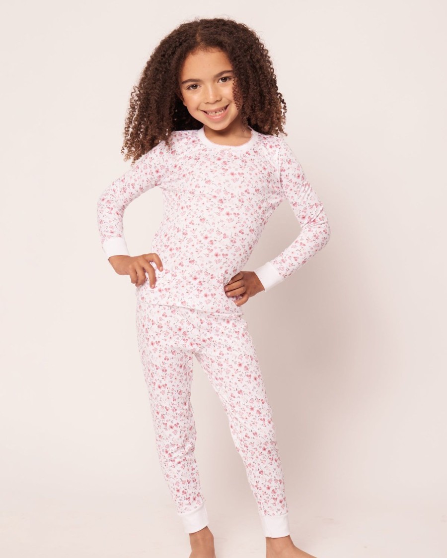 Enfants Petite Plume Pyjamas | Ensemble De Pyjama Ajuste Pima Pour Enfants A Fleurs Du Dorset