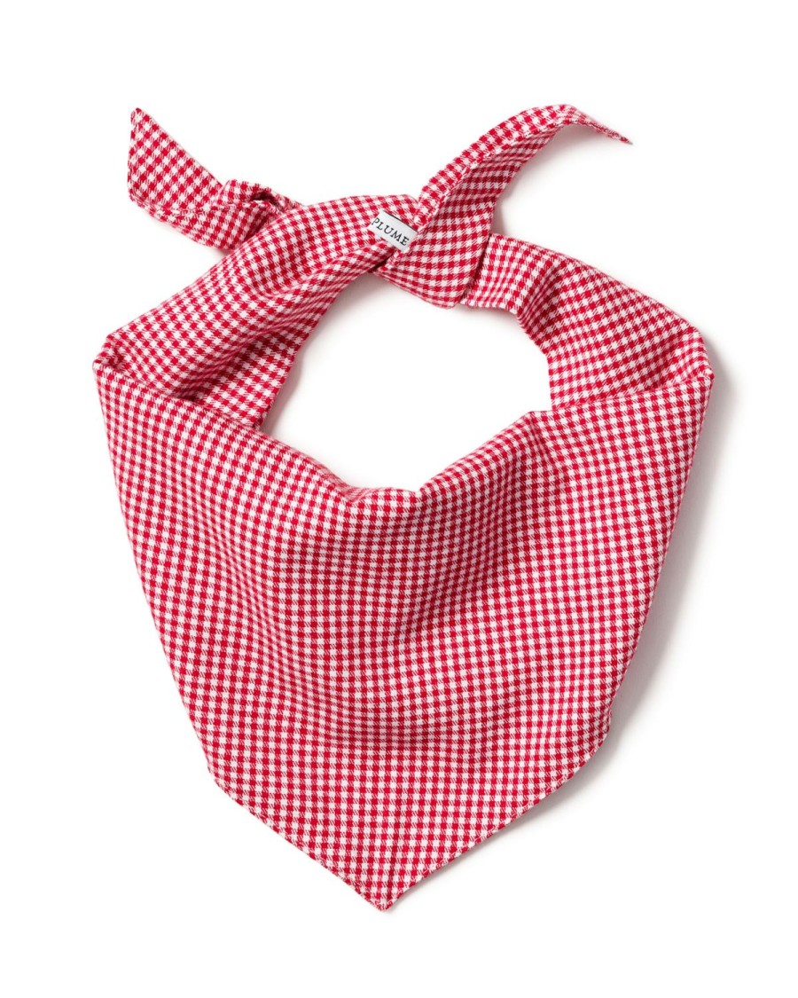 Maison Petite Plume | Bandana Pour Chien En Mini Vichy Rouge