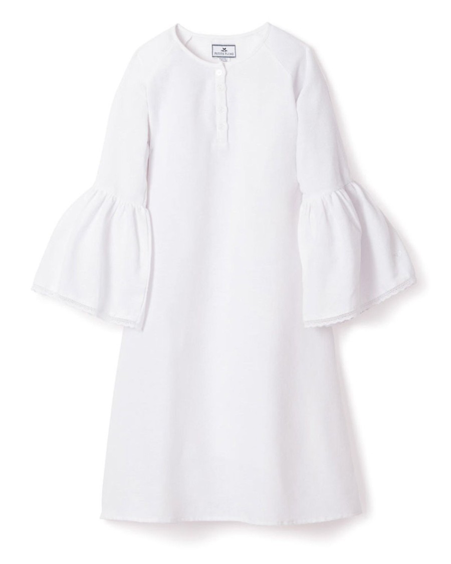 Enfants Petite Plume Chemises De Nuit | Chemise De Nuit Seraphine En Flanelle Pour Fille En Blanc