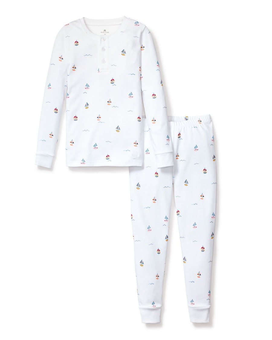 Enfants Petite Plume Pyjamas | Ensemble Pyjama Ajuste Pima Pour Enfants En Bateau