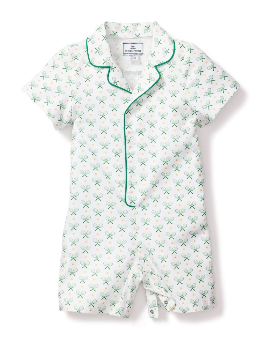 Enfants Petite Plume Barboteuse | Barboteuse D'Ete En Serge Pour Bebe En Match Point