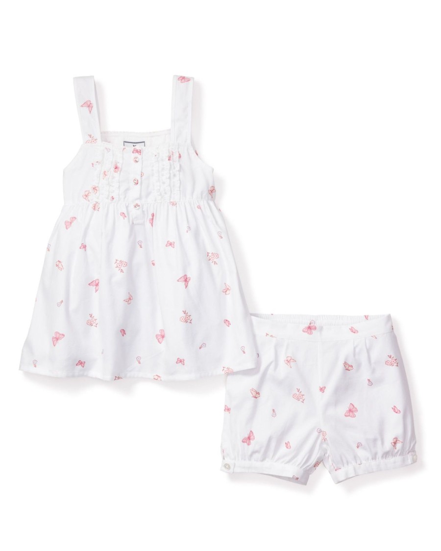 Enfants Petite Plume Pyjamas | Ensemble Court Charlotte En Serge Pour Fille En Papillons