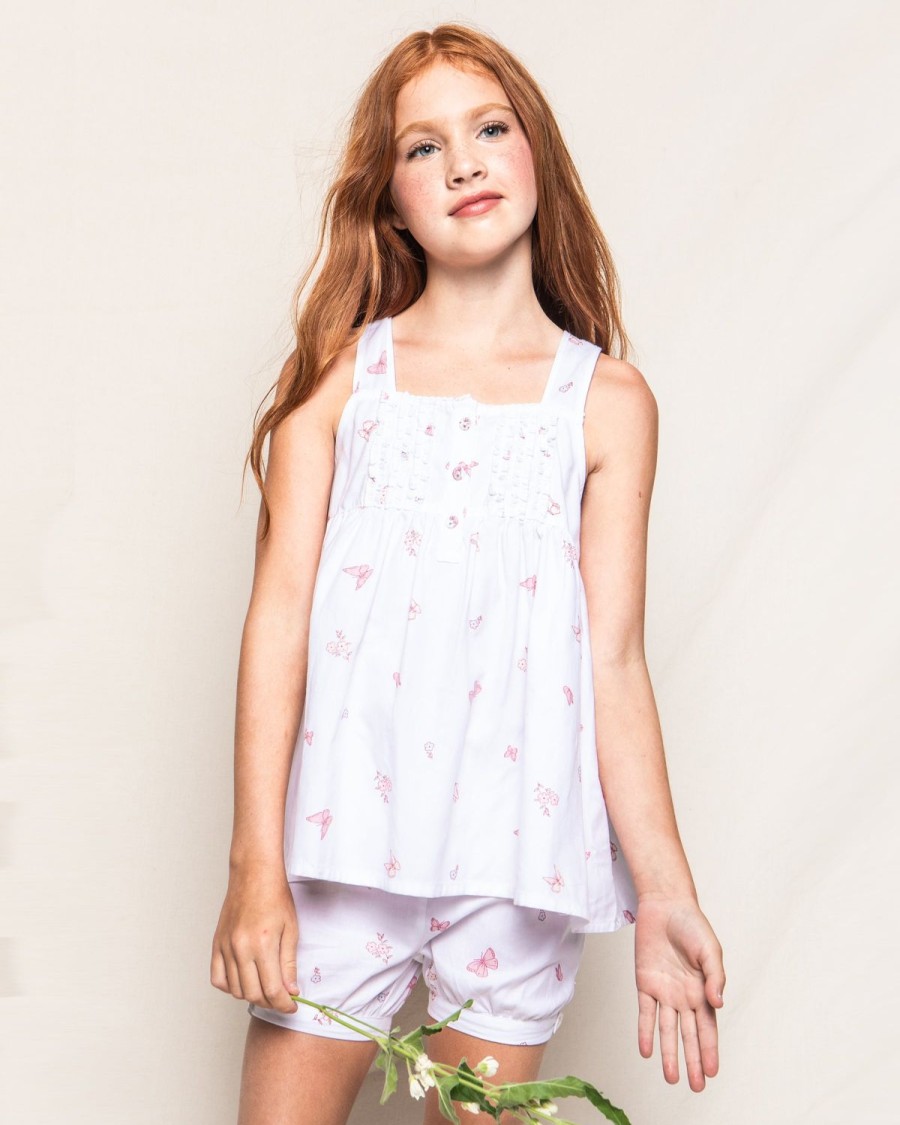 Enfants Petite Plume Pyjamas | Ensemble Court Charlotte En Serge Pour Fille En Papillons