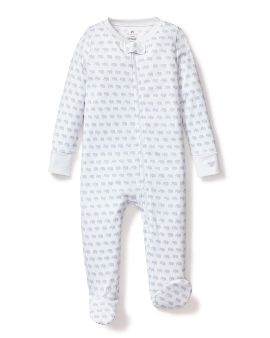 Enfants Petite Plume Barboteuse | Barboteuse Pima Snug Fit Pour Bebe En Elephants Gris