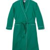 Femmes Petite Plume | Robe En Flanelle Pour Femme En Vert Foret Avec Passepoil Blanc