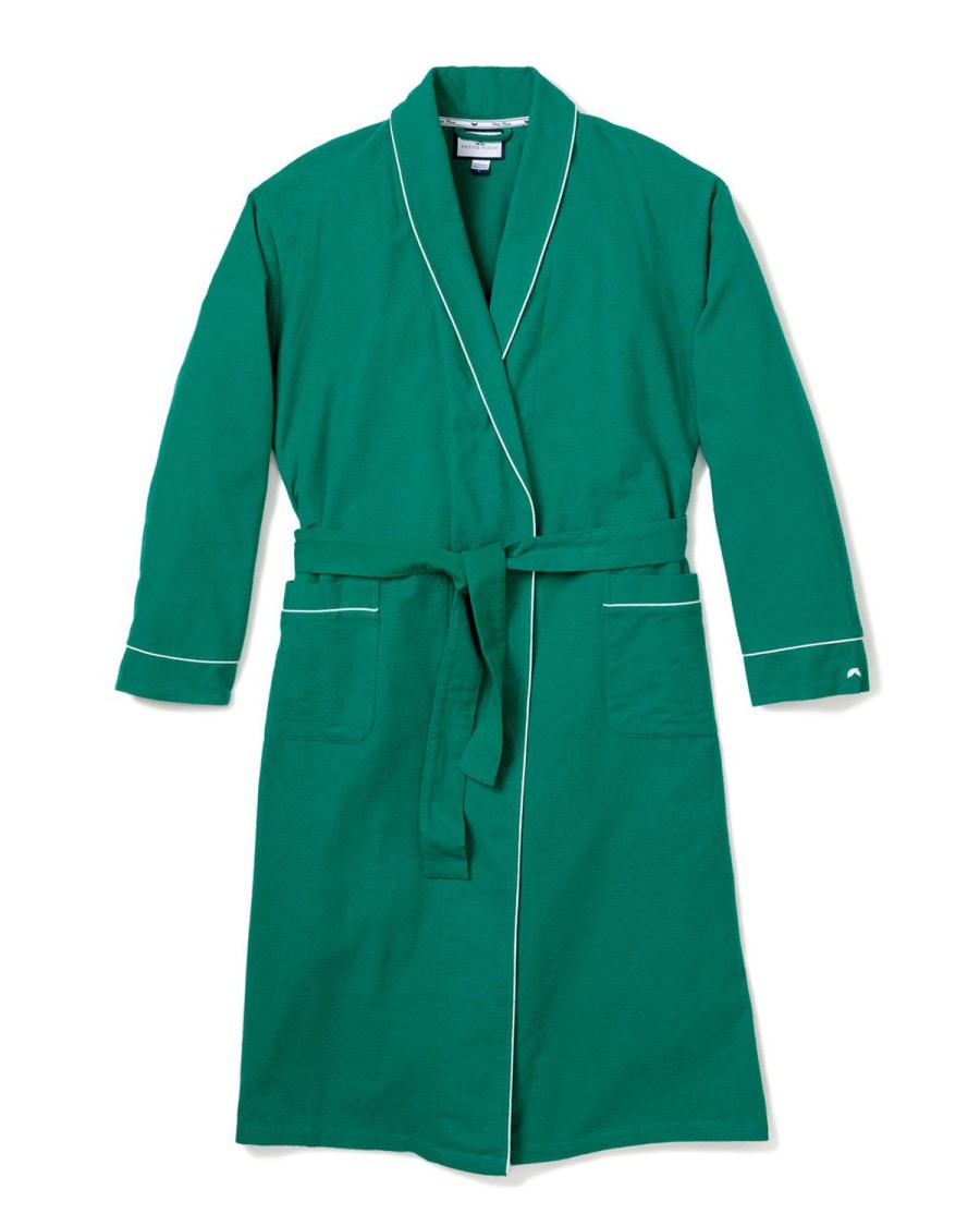 Femmes Petite Plume | Robe En Flanelle Pour Femme En Vert Foret Avec Passepoil Blanc