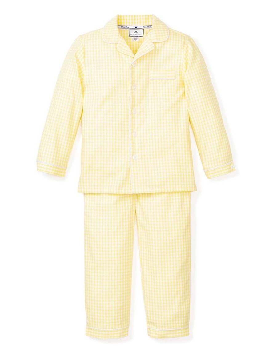 Enfants Petite Plume Pyjamas | Ensemble Pyjama En Serge Pour Enfant En Vichy Jaune