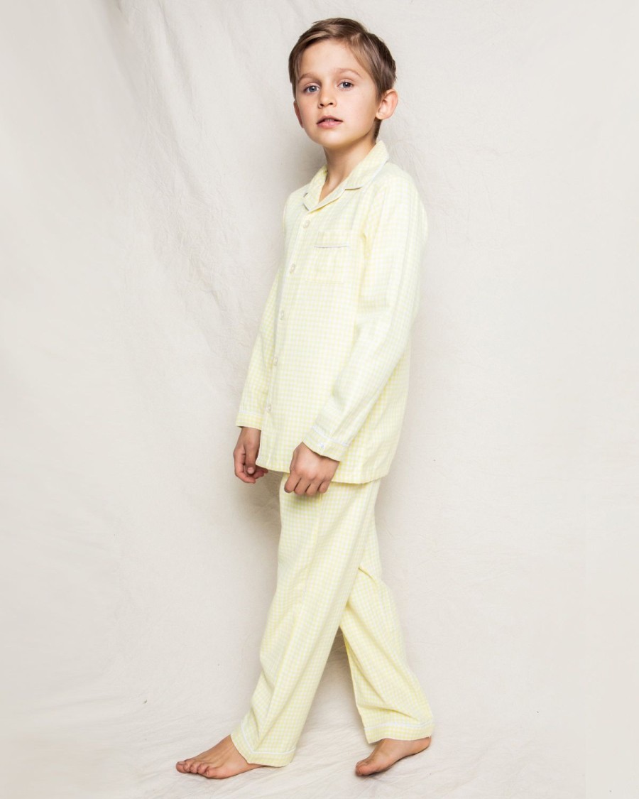 Enfants Petite Plume Pyjamas | Ensemble Pyjama En Serge Pour Enfant En Vichy Jaune