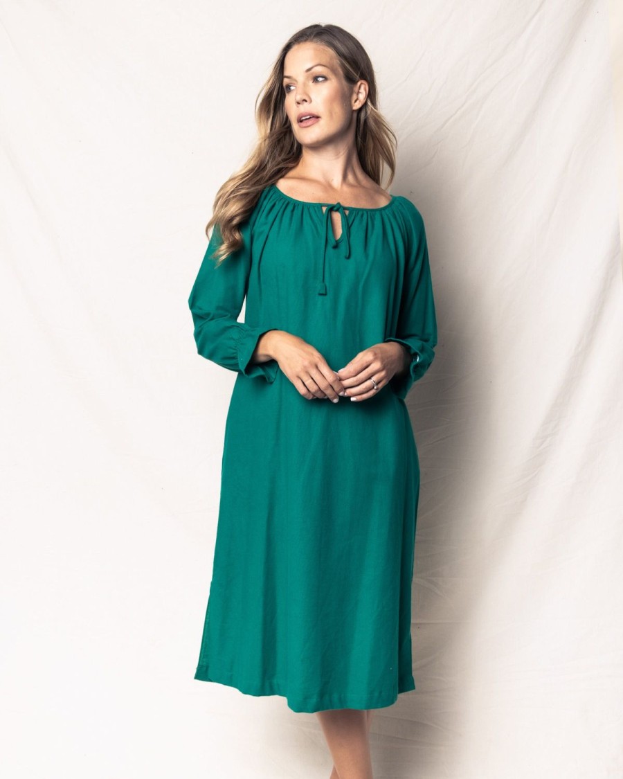 Femmes Petite Plume | Chemise De Nuit Delphine En Flanelle Verte Pour Femme