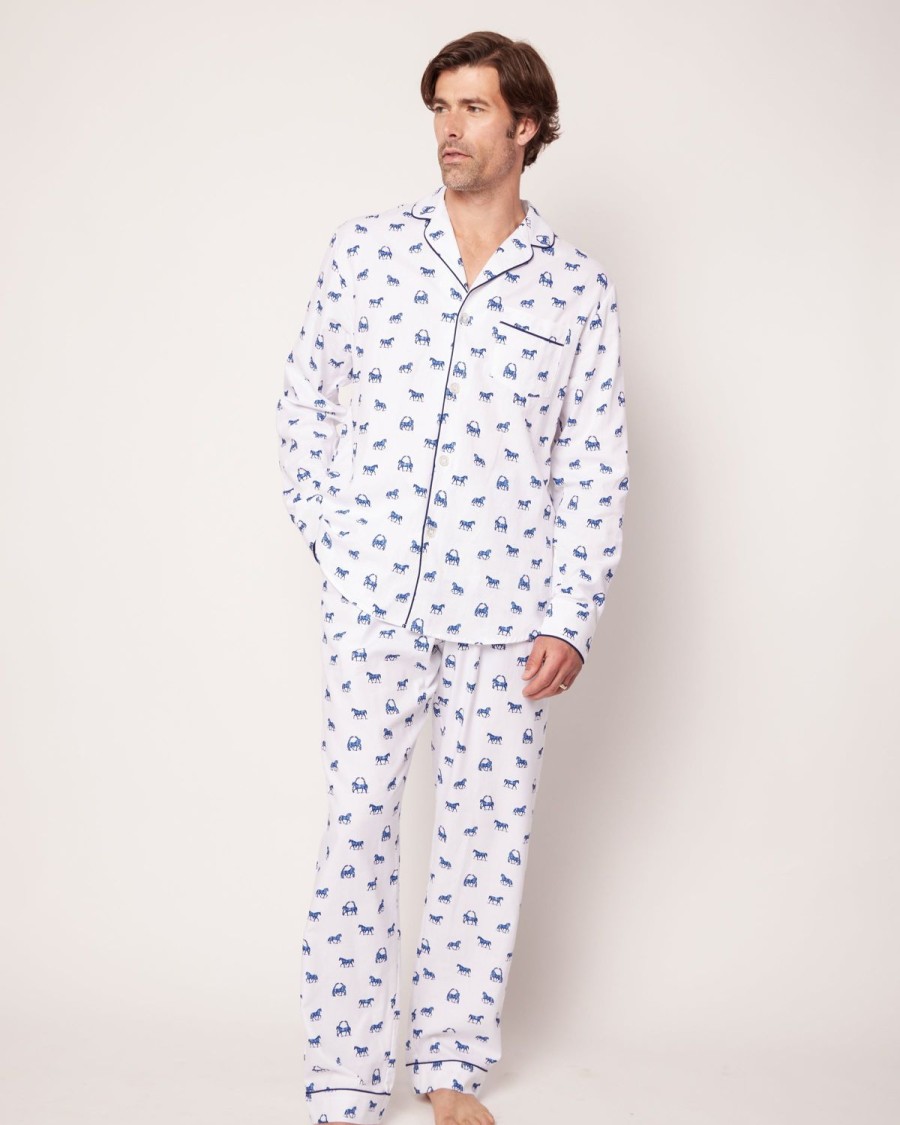 Hommes Petite Plume | Ensemble Pyjama En Serge Pour Hommes Dans L'Equitation