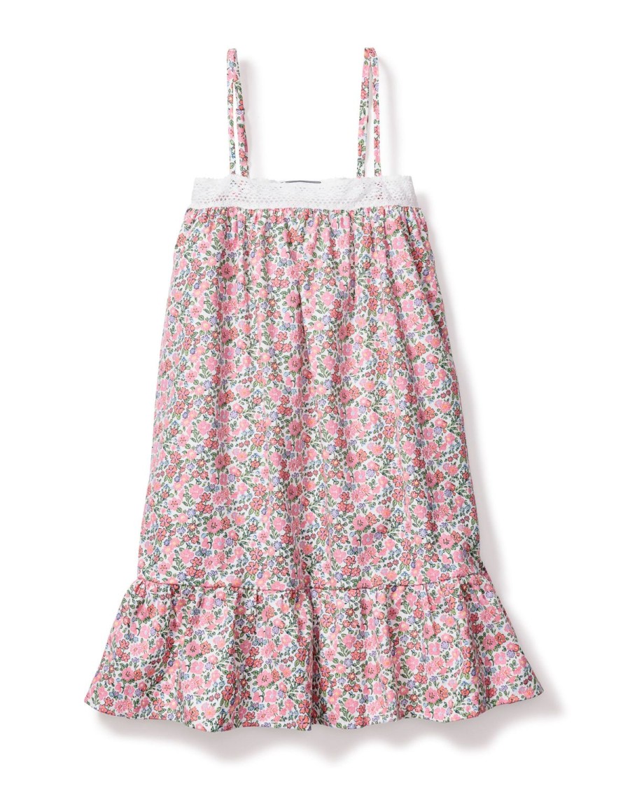 Enfants Petite Plume Chemises De Nuit | Chemise De Nuit Lily En Serge Pour Fille A Fleurs De Rose