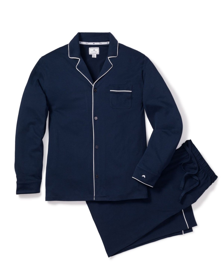 Hommes Petite Plume | Ensemble Pyjama Pima Pour Hommes En Bleu Marine