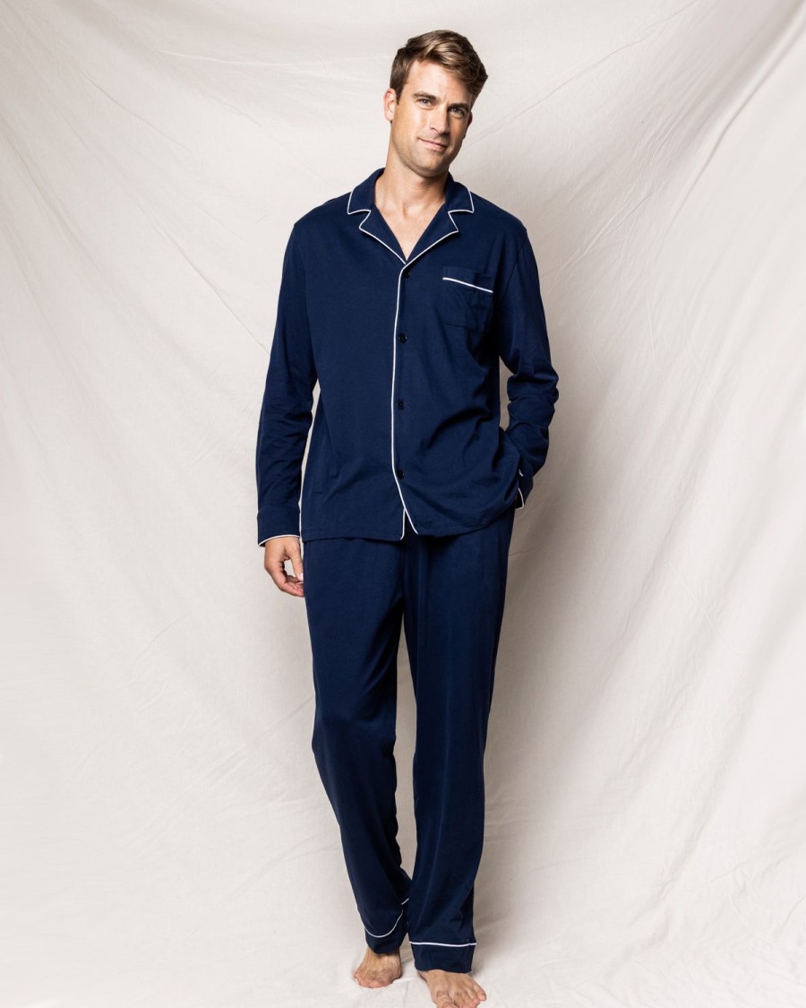 Hommes Petite Plume | Ensemble Pyjama Pima Pour Hommes En Bleu Marine