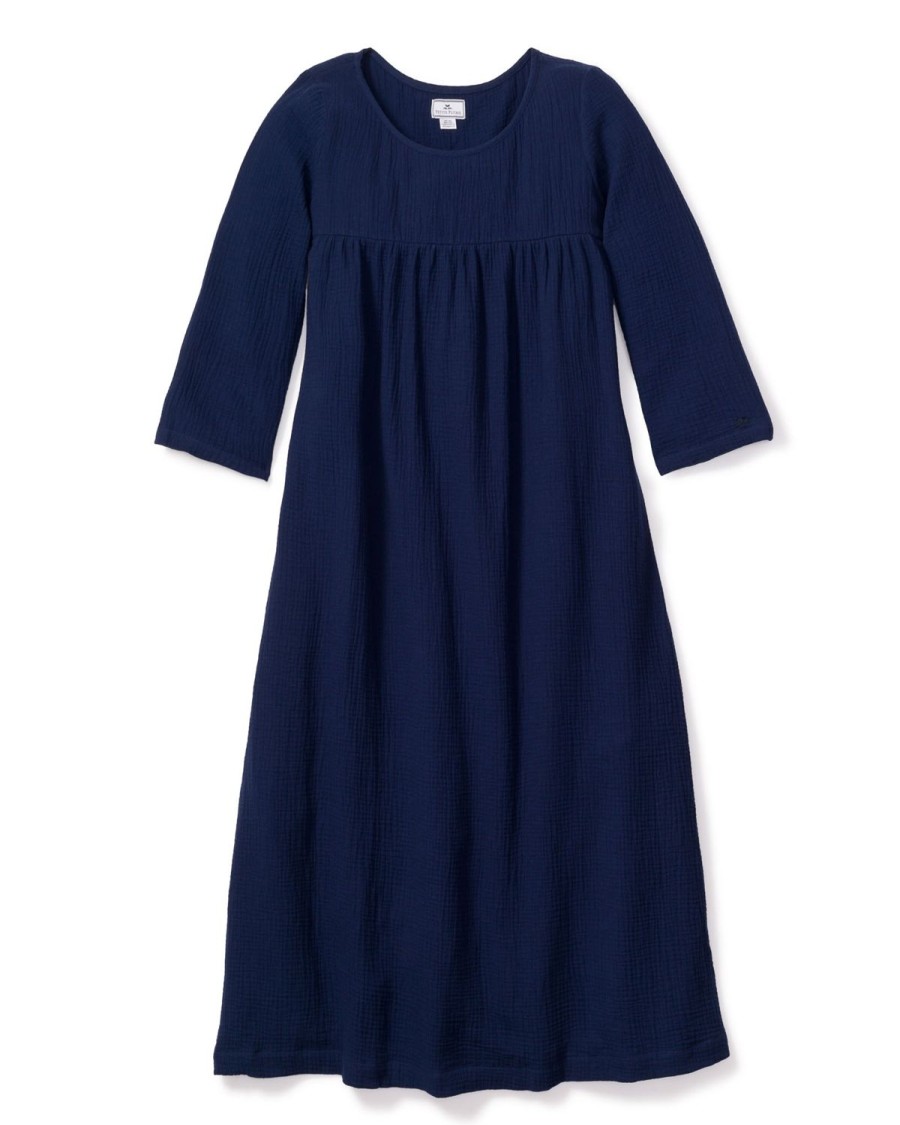 Femmes Petite Plume | Robe D'Ete En Gaze Provence Pour Femmes En Bleu Marine