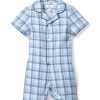 Enfants Petite Plume Barboteuse | Barboteuse D'Ete En Serge Pour Bebe En Tartan Marin