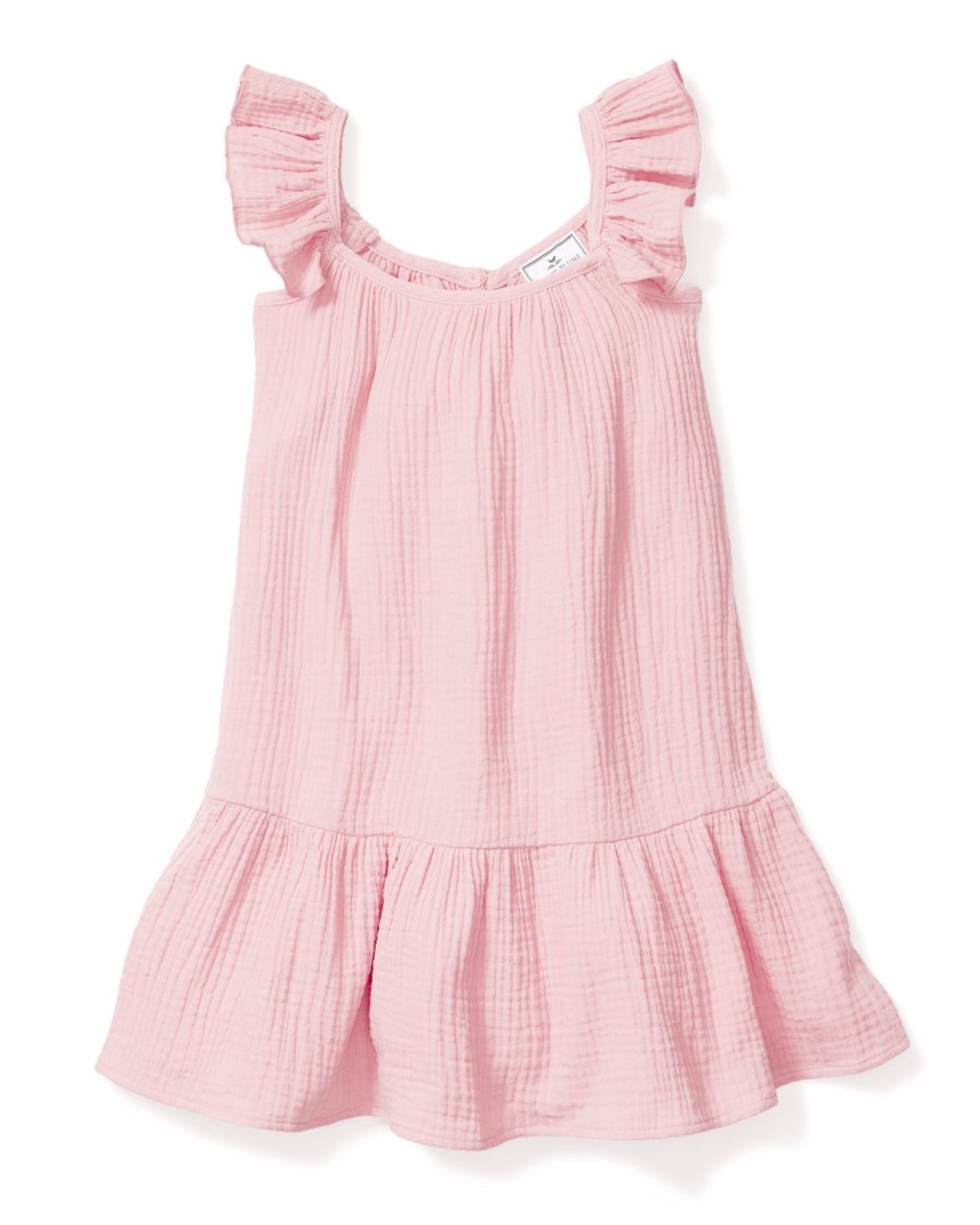 Enfants Petite Plume Vetements De Jour | Robe D'Ete Celeste En Gaze Pour Fille En Rose