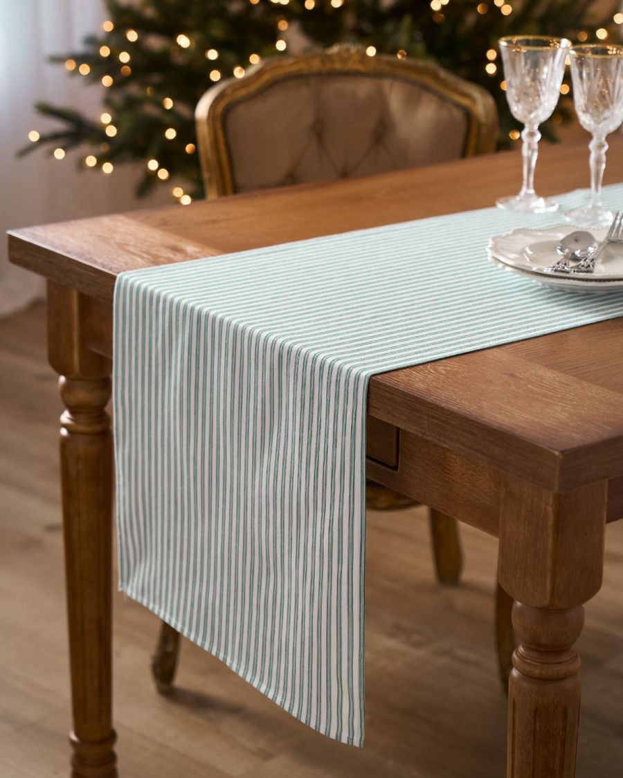 Maison Petite Plume | Linge De Table A Coutil Signature Emeraude