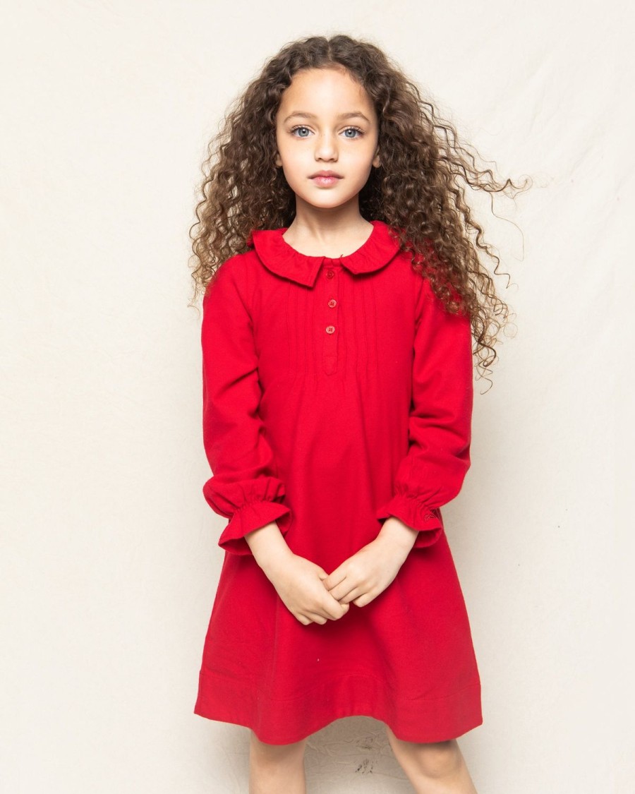 Enfants Petite Plume Chemises De Nuit | Chemise De Nuit Victoria En Flanelle Pour Fille En Rouge