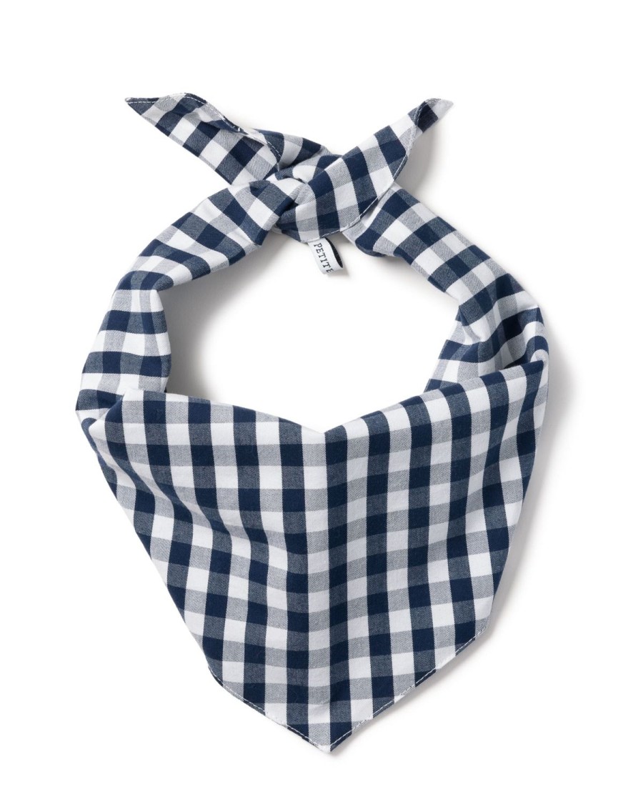 Maison Petite Plume | Bandana Pour Chien En Vichy Bleu Marine