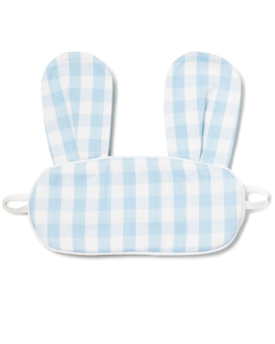 Enfants Petite Plume Pantoufles Et Accessoires | Masque De Sommeil En Serge De Lapin Pour Enfants En Vichy Bleu Clair