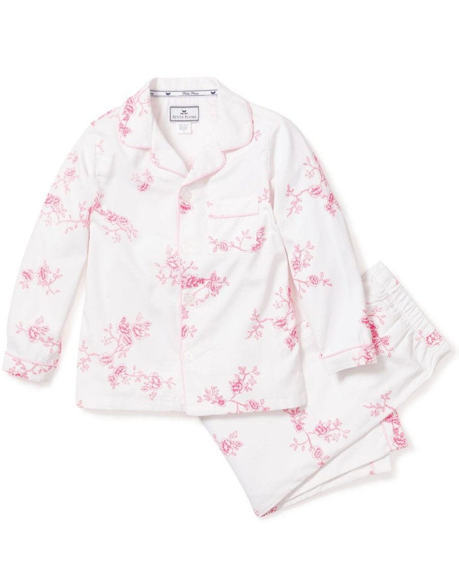 Enfants Petite Plume Pyjamas | Ensemble De Pyjama En Serge Pour Enfants A Fleurs Roses Anglaises