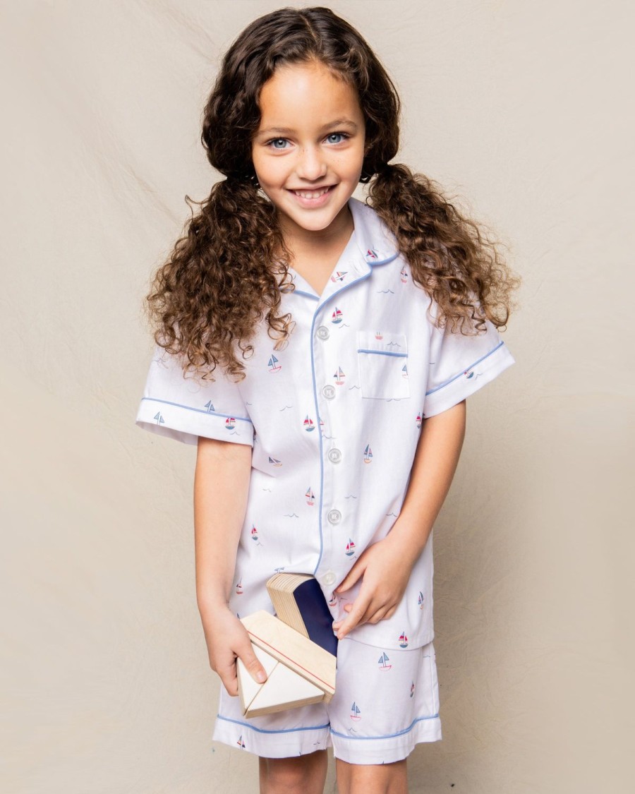 Enfants Petite Plume Pyjamas | Ensemble Pyjama Court En Serge Pour Enfant En Bateau