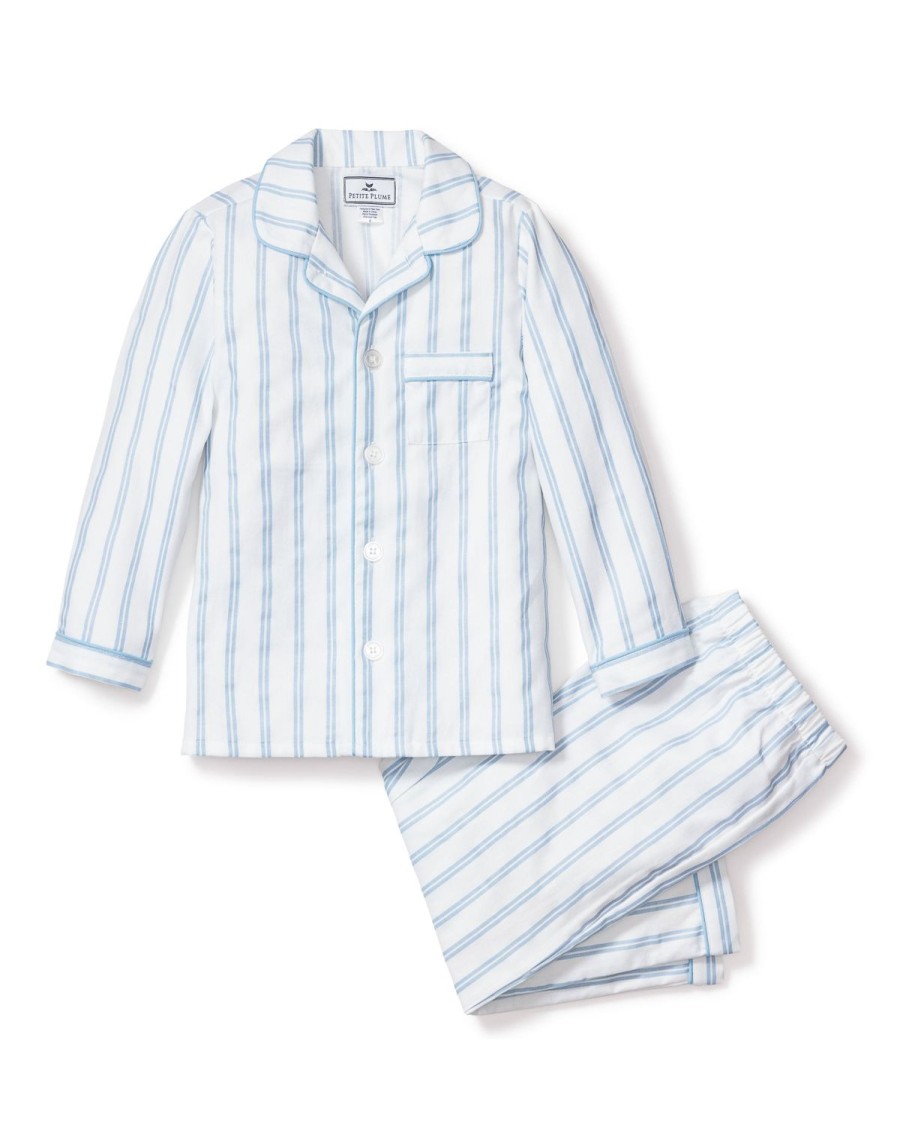 Enfants Petite Plume Pyjamas | Ensemble Pyjama En Serge Pour Enfant A Rayures Pervenche