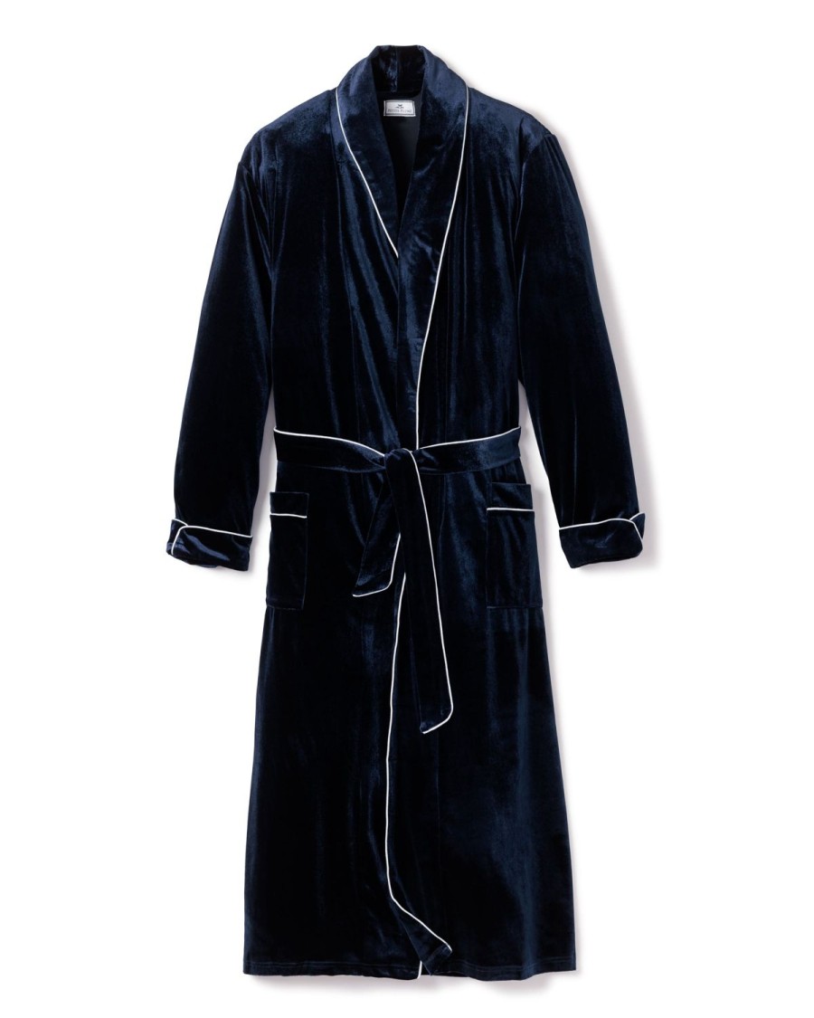 Hommes Petite Plume | Robe En Velours Pour Hommes En Bleu Marine