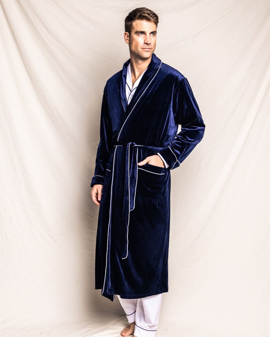 Hommes Petite Plume | Robe En Velours Pour Hommes En Bleu Marine