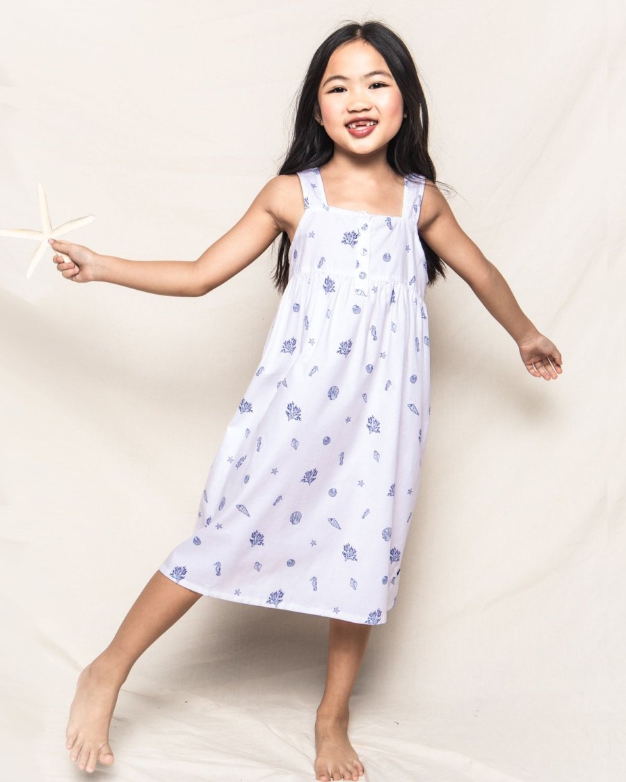 Enfants Petite Plume Chemises De Nuit | Chemise De Nuit Charlotte En Serge Pour Fille En Coquillages Du Suffolk